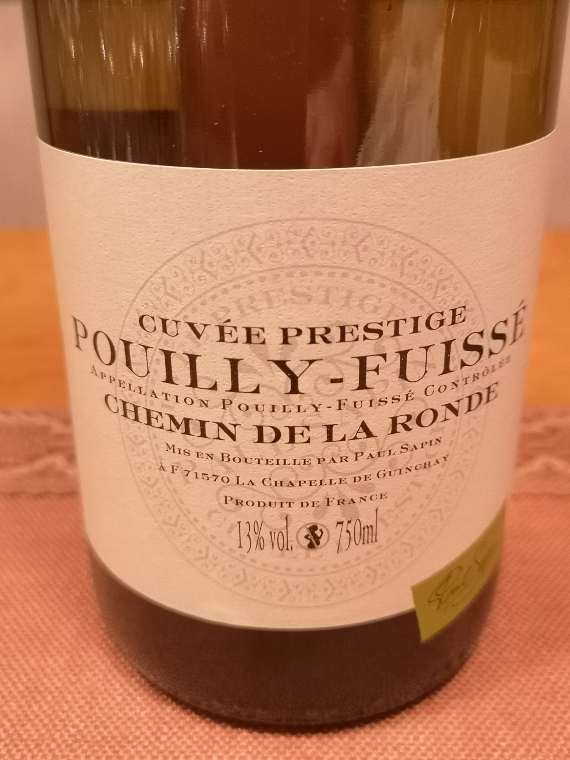 2012 Pouilly-Fuissé Cuvée Prestige Chemin de la Ronde | Paul Sapin