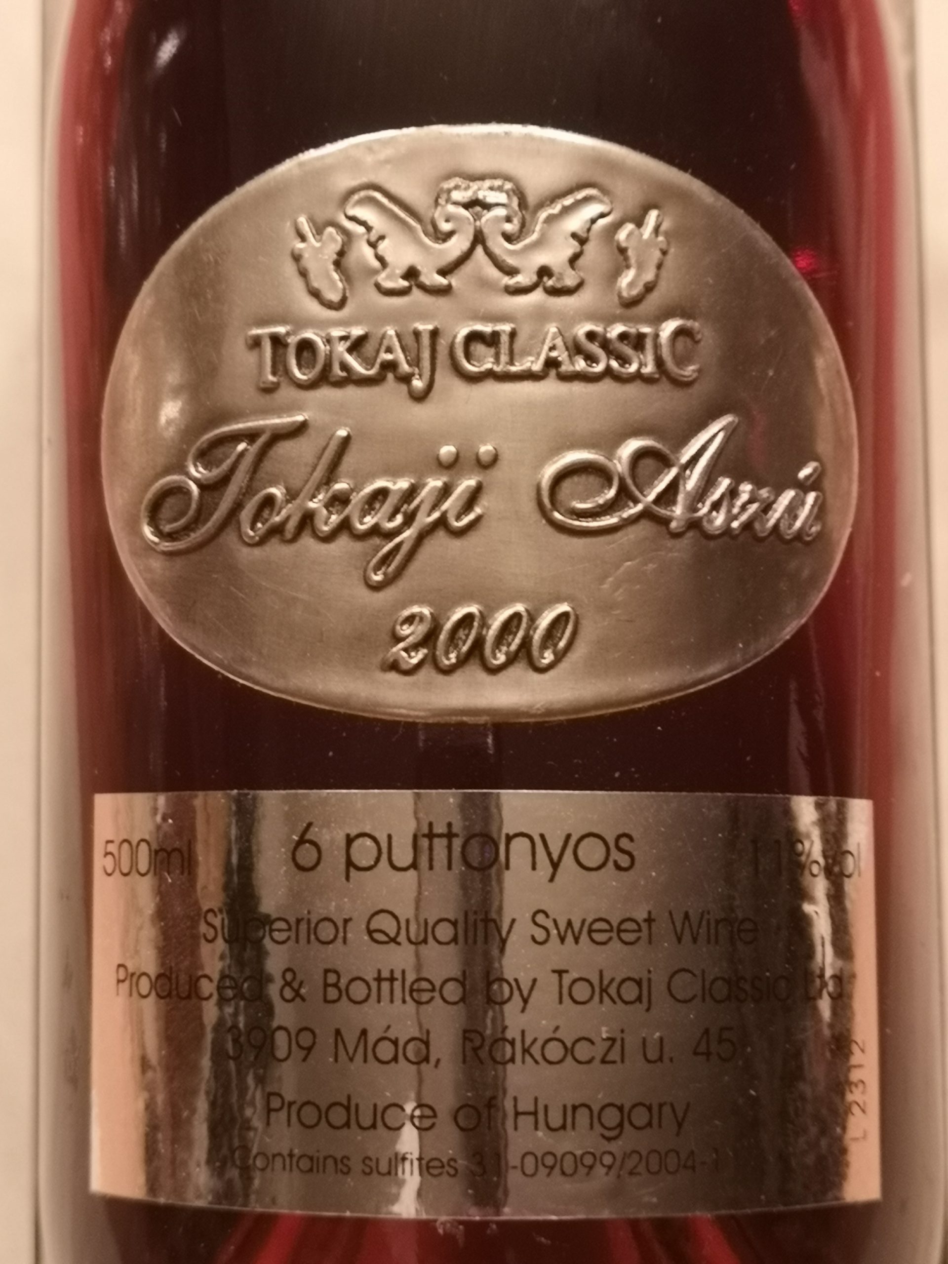 2000 Tokaji Aszú 6 Puttonyos | Tokaji Classic Winery