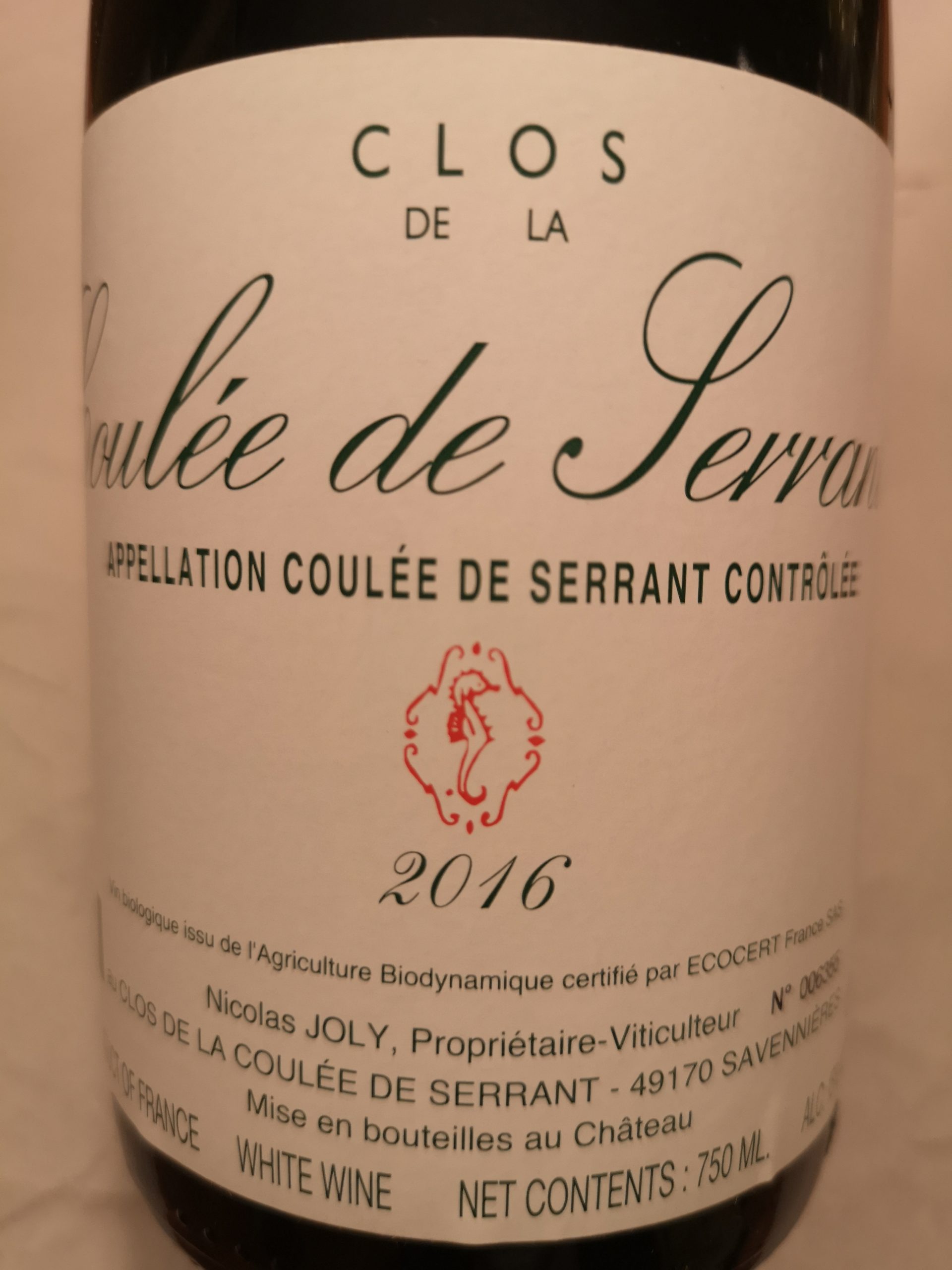 2016 Chenin Blanc Clos de la Coulée de Serrant | Joly (Roche aux Moines)